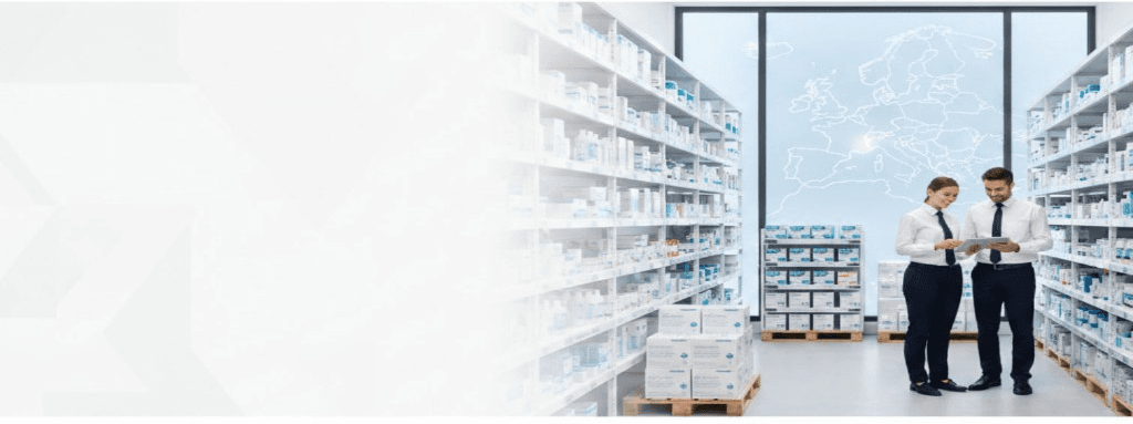 Équipe Vekta Médical dans un entrepôt de matériel médical, distribution en Suisse